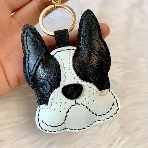 Handmade Genuine Leather French Bulldog Bag Charm/Keychain - Picture 5 of 14